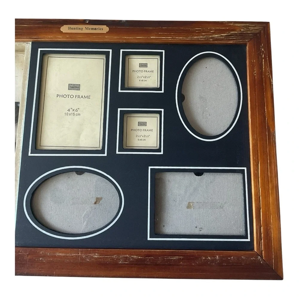 Western Shadow Box Photo Frame  Rustic Cowboy Décor with 6 Picture Openings